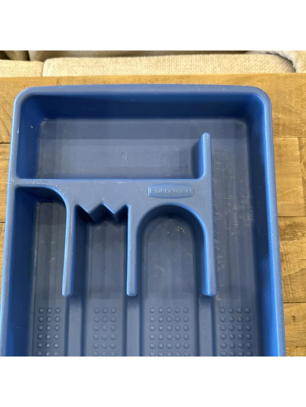Vintage Rubbermaid Silverware Flatware Kitchen Utensil Tray Blue 5 Slot #2919